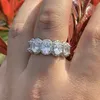 Hurtownia sprzedaży para pierścienie luksusowe biżuteria 925 sterling srebrny owalny cięcie biały topaz cZ Diamentowy wieczność Wome Wedding Bridal pierścień Zestaw prezent