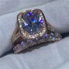 عشاق choucong حلقة مجموعة وسادة قطع 8ct واضح الماس تشيكوسلوفاكيا روز الذهب معبأ 925 الفضة الاشتباك خواتم الزفاف الفرقة للنساء