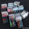 10pcsbox Holographic Nail Art Foils Snowflake Unicorn Transparent AB Tips de transfert de couleur Autocollants Décoration Wrap Manucure1423229