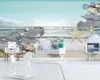 Duvarlar Ev Dekorasyon Nordic Basit Küçük Taze 3D Sea Shell Peyzaj İçin Duvar Kağıdı Özelleştirilmiş