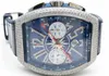 Men's Products Vanguard 44mm watch 7750 Valjoux Automatic Movement Functional Chronograph watch Blue Dial with Exploded Numerals in Diamonds