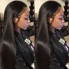 Lang recht natuurlijk uitziend haar Glueless Lace Front WI Volledig haar kanten pruik voor Afro -Amerikanen vrouw 26 inch hittebestendig