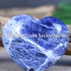 Tuimelde Sodalite Crystal Pocket Heart Smoking Bowl Carving Natural Blue-ader steen Draagbare Hart Rock Rock Pipe Healing Derde Oog Chakra