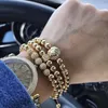 2019 Nieuwe Luxe Mannen Armband Sets Straatstijlen Mode Pave Cubic Zirconia Gevlochten Macrame Charm Armbanden voor Mannen Sieraden Gift