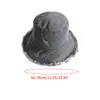 Estilo japonês feminino masculino lavado denim balde chapéu vintage angustiado franja borlas borda protetor solar dobrável pescador cap251o