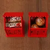 절묘한 집 모양의 결혼식 사탕 상자 중국 스타일 레드 나무 초콜릿 캔디 박스 파티 장식