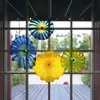 American Style Flower Plate Arts Lamps Creative Bold Yellow Hallway Elegant Hotel Decoration Murano Glass Hanging Plates