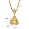 Hip Hop Maitreya Buddha Diamonds Colares de pingentes para homens pingentes de cristal de luxo Colar de zircões de cobre banhado a ouro Buddhi9671452