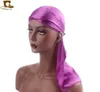 Moda-2019 Moda Moda Cetim Durags Bandana Turbante Perucas Homens Silky Durag Headband Pirata Hat Acessórios de Cabelo