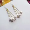 Boucles d'oreilles de créateur de mode pour femmes, boucles d'oreilles en laiton avec perle, bijoux de fête