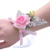 花嫁の花嫁介添人の巣の花のコサージュの花嫁介添人の姉妹の手の花の結婚式のボール人工絹の花ブレスレット送料無料