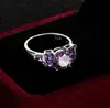 LuckyShien Family Friend Gifts Rings Silver Purple Cubic Zircon Delicate for Women's CZ Rings Jewelry s240i