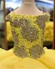 Vestido de concurso infantil 2024 saia de babados para meninas vestidos de concurso de cravo de bola longa corpete de miçangas da ordem do ombro para fazer