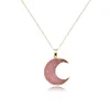 New Pink Black Moon Resin Stone Pendant Necklace Women Druzy Drusy Gold Color Chain Necklace for Female Link Chain