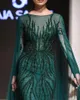 Aso Ebi 2020 Arabic Hunter Green Luxurious Evening Beaded Crystals Prom Dresses Mermaid Formal Party Second Reception Gowns ZJ255