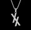Men's Iced Out XX Pendant Necklace Bling Bling with 3mm 24inch Rope Chain Hip Hop Jewelry Fashion accessories