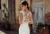 2022 New Vintage Beach Mermaid Abiti da sposa Sexy Applique in pizzo Sheer Neck Piano Lunghezza Bohemian Plus Size Abiti da sposa da sposa BC0833