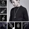 Punk Wolf Tooth Necklaces Scorpion Wing Lion's Skull Head Flame Knife Death Scythe Wolf Head Cross Chains Ancient Maya Accessories Men Gifts