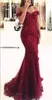 Junoesque Bourgondië Kant Mermaid Prom Dresses Sweetheart Appliques Off The Shoulder Beaded Pailletten Kant Long Prom Jurken Avondjurken