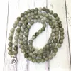 MG0584 Natural Labradorite 108 Mala Women`s Necklace 8 mm Gemstone Ohm Charm Bracelet Personal Power Yoga Bracelet