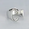 Silver Color Metal 26 Letter Open Hollow Finger Rings 2019 Vintage Adjustable Stacking Wide Chunky AZ Ring Women Jewelry13436517115566