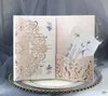 Glittery bröllopinbjudningskort satser Spring Flower Laser Cut Pocket Bridal Invitation Card för engagemang Graduate Birthday Party Inbjuder högsta kvalitet