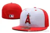 2019 New Angelse On Field Style Red Color Sport Fitted Flat Hats A Letter Embroidered Closed Size Caps Hip Hop Design Bones Chapeu1616499