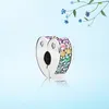 CZ Diamond Love Heart Rainbow Clips Charm Designer Jewelry DIY إكسسوارات التجزئة الأصلية لصندوق البيع بالتجزئة لـ Pandora Bangle Making Clip Charms