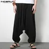 Incerun Plus Storlek 5xl Herrbyxor Harem Hiphop Loose Wide Pant Bomull Big Drop Crotch Joggers Dance Byxor Man Kläder Y19073001