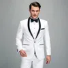 Klasyczne Białe Smokingi Ślubne Dwa Sztuka Groomsmen Mens Garnitur Navy Szal Lapel Custom Made Business Men Garnitury Traje de Baile Para Hombres (kurtka + spodnie)