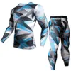 Camouflage Mens Compression Shirt Pants Set Running Tight kostym Långärmare Skjortor Leggings Sport Suits Men Gym Workout Clothing