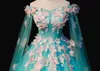 100% real cielo azul rosa flores de seda bordado carnaval vestido de fiesta Medieval Renacimiento Vestido reina vestido victoriano Marie Antoinette219g