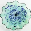 Murano Flower Plate Lamps Arts Blue Color Nordic 100% Hand Blown Glass Hanging Plates Scallop Edges Shape