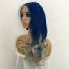 Full Lace Human Hair Wigs Pre Plocked Brasilian Remy Hair Blue And White Porslin Style Natural Wave Lace Front Human Hair Wig