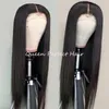 Hittebestendige Lange Silky Rechte Synthetische Kant Pruiken voor Zwarte Vrouwen Natuurlijke Haarlijn Diepe Deel 180% Dichtheid Pruiken 24 inch Perruque
