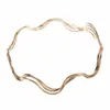 Fashion-Fashion Gold Silver Wave Chain Solid Alliage Bib Choker Déclaration Collier Bijoux