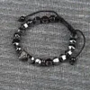 Män Panther Cz Armband Partihandel 8mm Natursten Pärlor med grönt och svart CZ Leopard Macrame Rostfritt stål Smycken