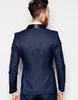 Brand New Navy Blue Groom Tuxedos Châle Revers Groomsmen Hommes Robe De Mariée Populaire Homme Veste Blazer 3 Pièces Costume (Veste + Pantalon + Gilet + Cravate) 1040