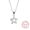 Gioielli in argento sterling 925 di lusso 2 stelle a cinque punte Collana con pendente in pietra bianca Collana di fidanzamento per feste