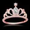 Ne se fanent jamais de luxe fête dame amoureux mariage diamant anneaux 18 carats or rose rempli fiançailles zircon anel anillo taille 6 7 8 9 fo357j