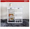 Moda Livre transporte grosso Cozinha Sala de jantar Cart 2-gaveta 3-Basket 3-Shelf armazenamento Rack com a Rolling Rodas Branco