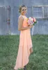 2018 Novo País Barato Vestidos de Dama de Honra Bateau Backless High Low Chiffon Coral Mint Maid Of Honor Dress Para Festa de Casamento Prom3677659