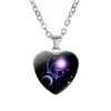 Doze colar constell colar de vidro formato de coração horóscopo sinalização pingentes colares jóias de hip hop
