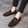 2019 Fashion Loafers Mlae Dress Shoes Men Suede Leather Shoes Classic Business Party Office Wedding Men's Flats