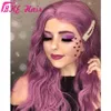 Realistic Looking Long loose wave Lavender Purple color lace frontal wig Heat Resistant Fiber Synthetic Lace Front Wigs For Women