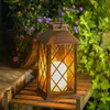 Solar Lantern Outdoor Garden Lamp Hanging Lantern-Waterproof LED Flickering Flameless Candle Mission Lights for Table Outdoor Party