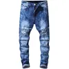 Pantalones vaqueros desgastados rasgados para hombre, vaqueros de moda para hombre, pantalones vaqueros ajustados para motocicleta, motociclista, pantalones vaqueros informales para hombre, pantalones vaqueros de Hip Hop para hombre 266g