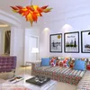 Modern Chandelier LED Lights Source Mouth Blown Glass Pendant Lighting Fixtures Sunset Orange Yellow Hanging Lamp Home indoor Ligh234Y