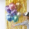 50 stks / partij 12 inch nieuwe glossy metalen parel latex ballonnen dikke chroom metalen kleuren opblaasbare lucht ballen globos verjaardag partij decor DHL