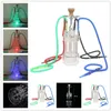 cilindro Narghilè Shisha Bong Pipa da fumo Acrilico Set con lampada a LED Ciotola in ceramica fredda Strumenti a stelo arabo Piattaforma petrolifera Silicone 4 Tubi Colonna d'acqua